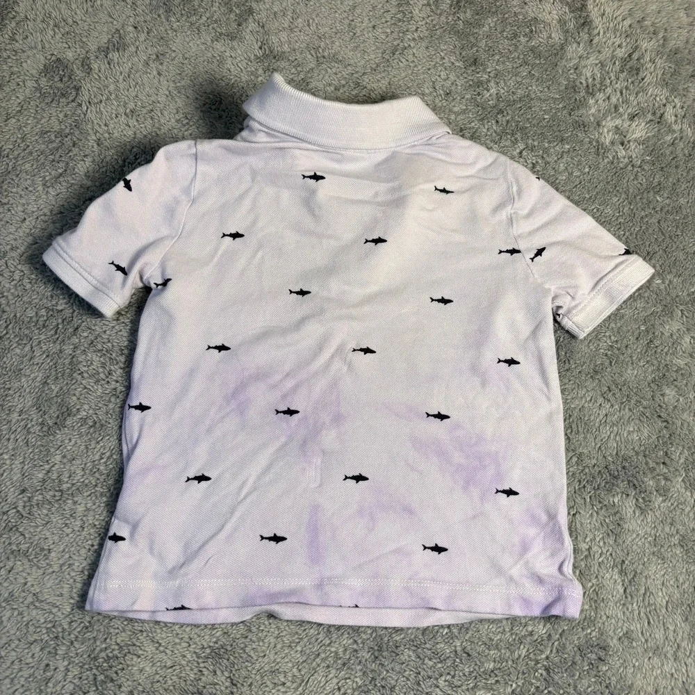 Old Navy Toddler Boys Shark Print Polo Shirt Lavender 3T Short Sleeve Cotton